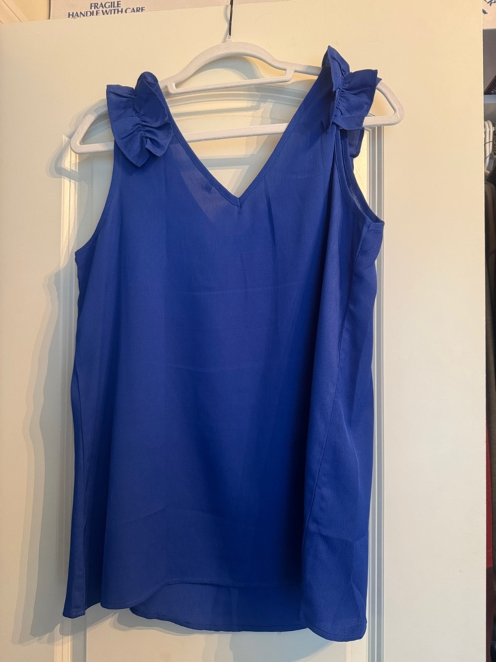 V-Neck Sleeveless Bow Shoulder Top - Royal Blue